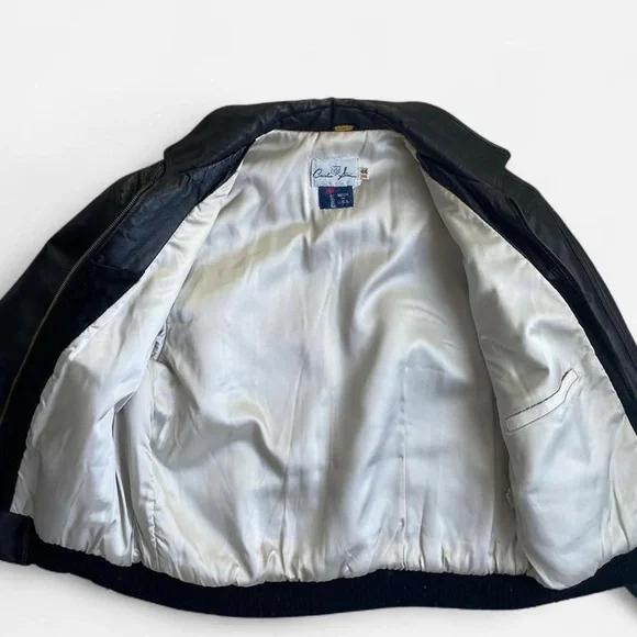 SOLD black leather bomber jacketSOLD - Picture 8 of 8